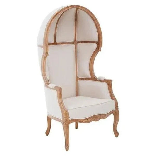 Luxury Cream Dome Accent Chair High Back Throne Style Wood Frame - Kwikley