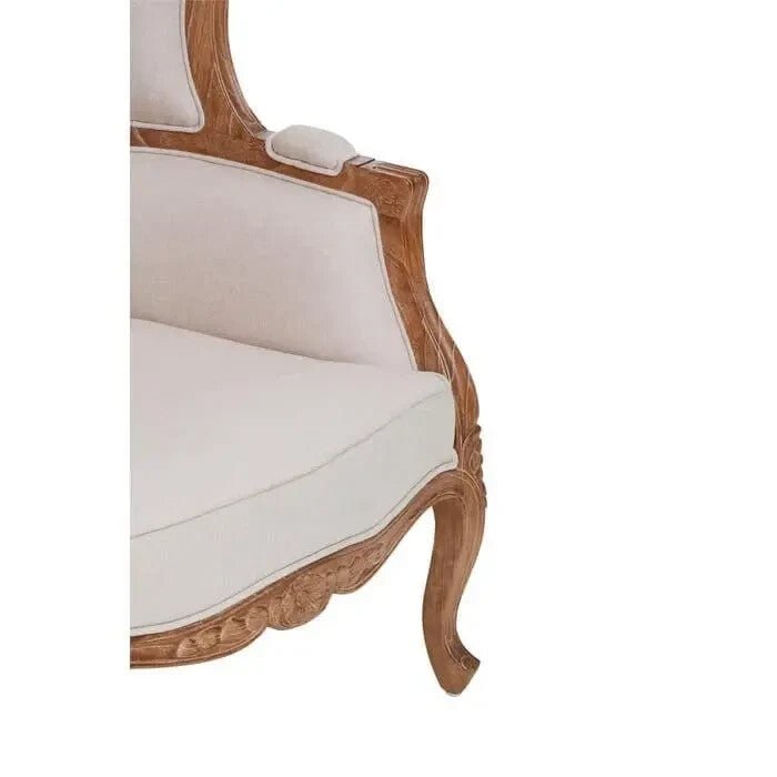 Luxury Cream Dome Accent Chair High Back Throne Style Wood Frame - Kwikley