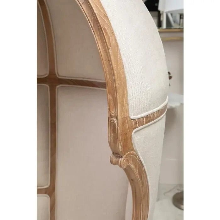 Luxury Cream Dome Accent Chair High Back Throne Style Wood Frame - Kwikley