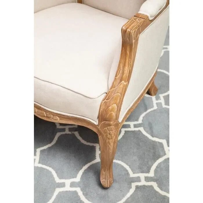 Luxury Cream Dome Accent Chair High Back Throne Style Wood Frame - Kwikley