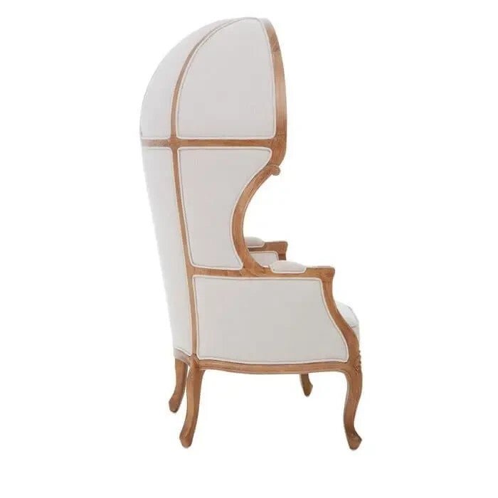 Luxury Cream Dome Accent Chair High Back Throne Style Wood Frame - Kwikley