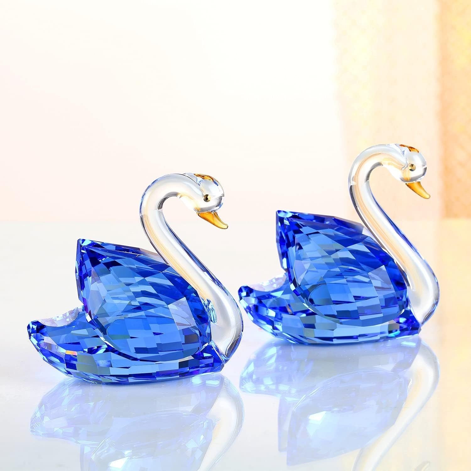 Luxury Crystal Swan Pair Figurines Blue – Romantic Anniversary Wedding Home Gift - Kwikley