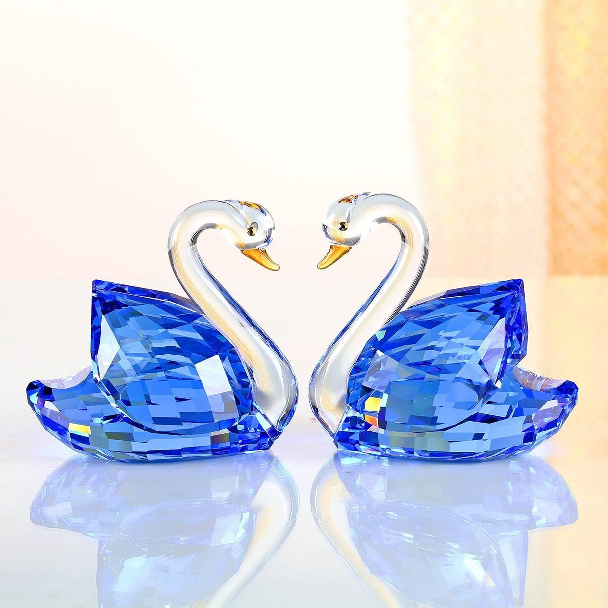 Luxury Crystal Swan Pair Figurines Blue – Romantic Anniversary Wedding Home Gift - Kwikley