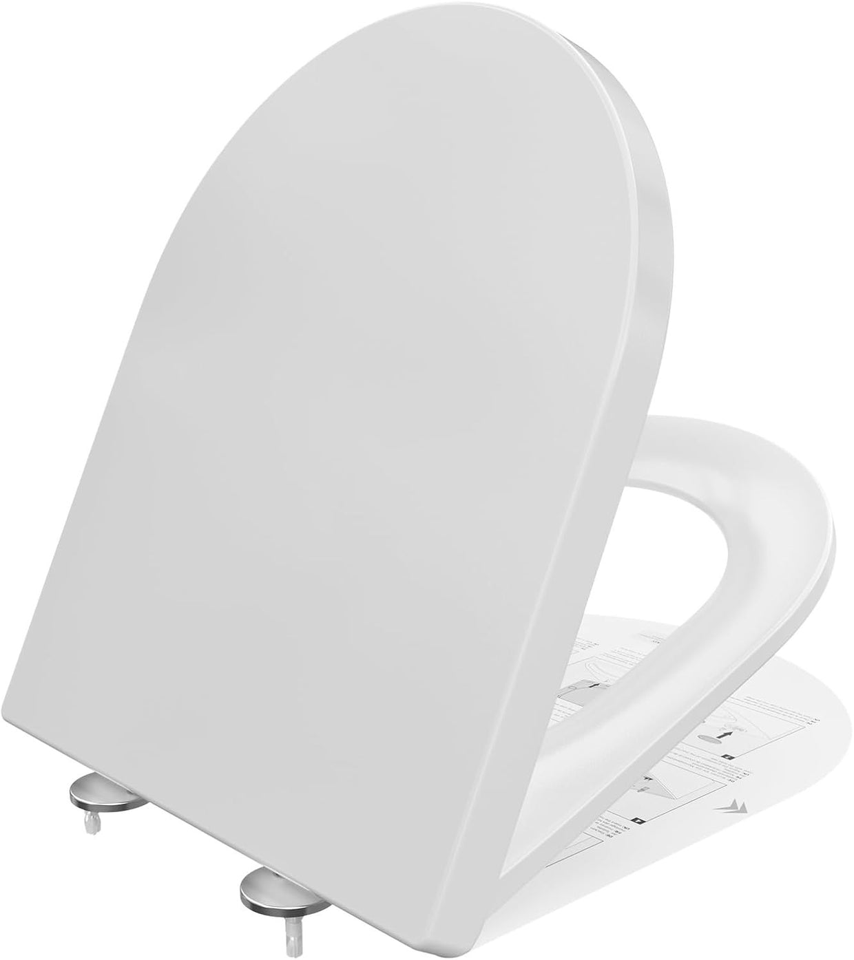 Luxury D Shape Soft Close Toilet Seat White Quick Release Heavy Duty 42.7x36cm - Kwikley