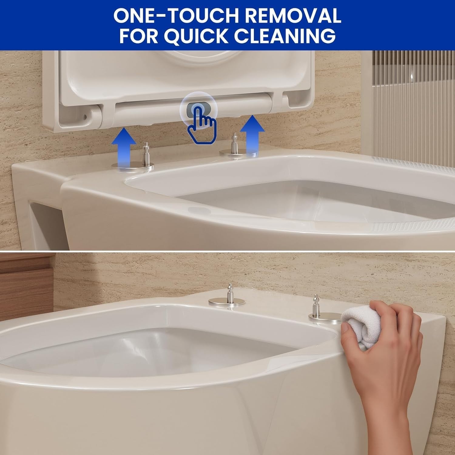 Luxury D Shape Soft Close Toilet Seat White Quick Release Heavy Duty 42.7x36cm - Kwikley
