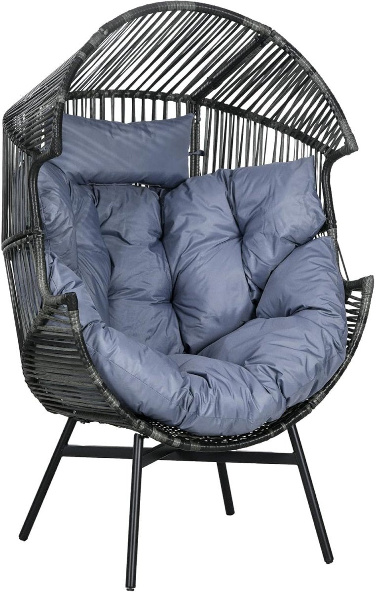 Luxury Egg Chair with Thick Cushion Freestanding Indoor Outdoor Relax Seat - Kwikley