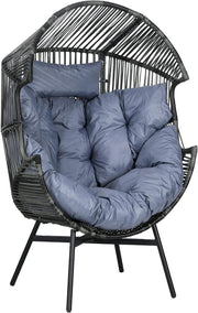 Luxury Egg Chair with Thick Cushion Freestanding Indoor Outdoor Relax Seat - Kwikley