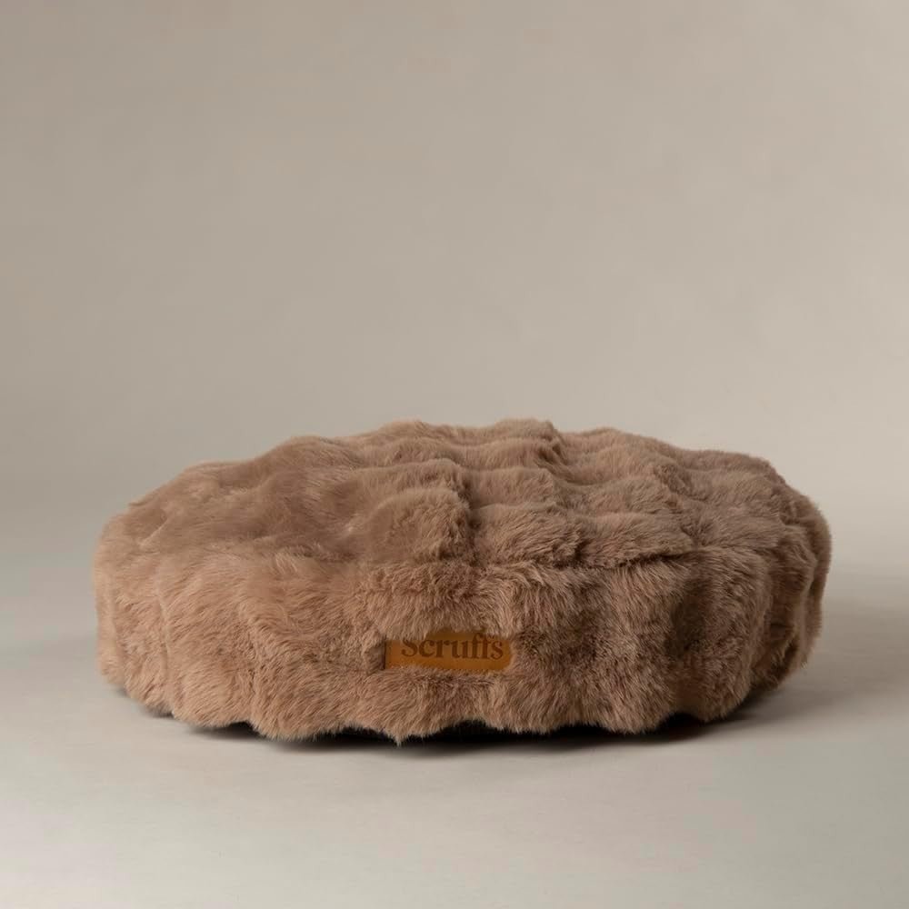 Luxury Faux Fur Round Dog Bed 50x50cm Non Slip Washable - Kwikley