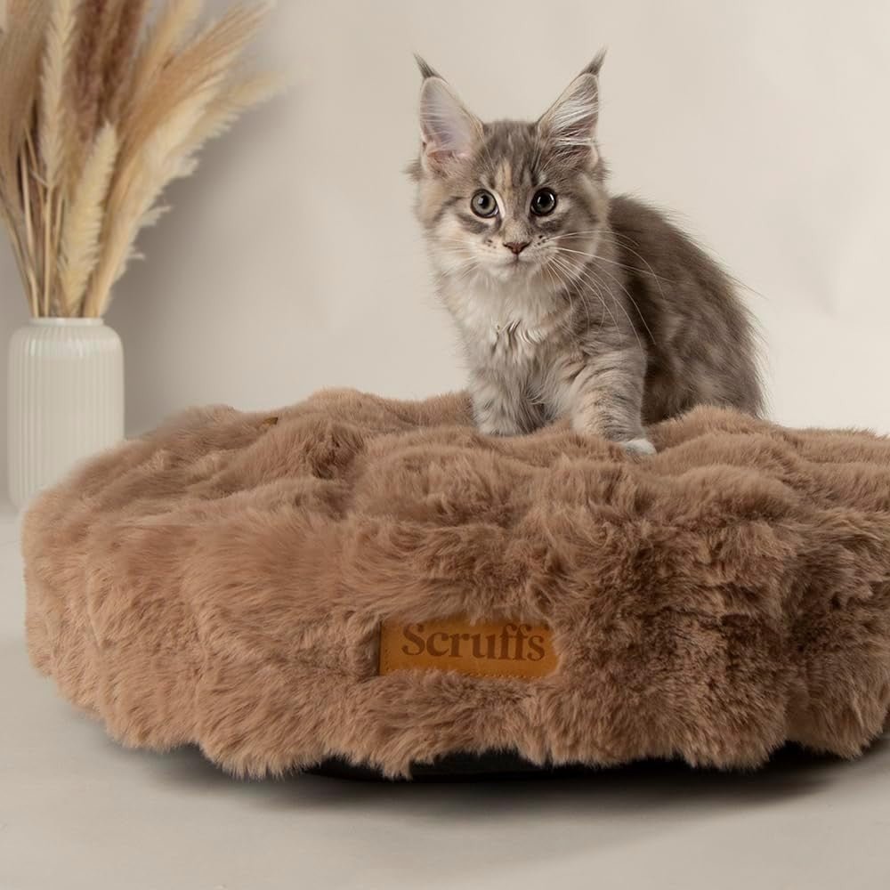 Luxury Faux Fur Round Dog Bed 50x50cm Non Slip Washable - Kwikley