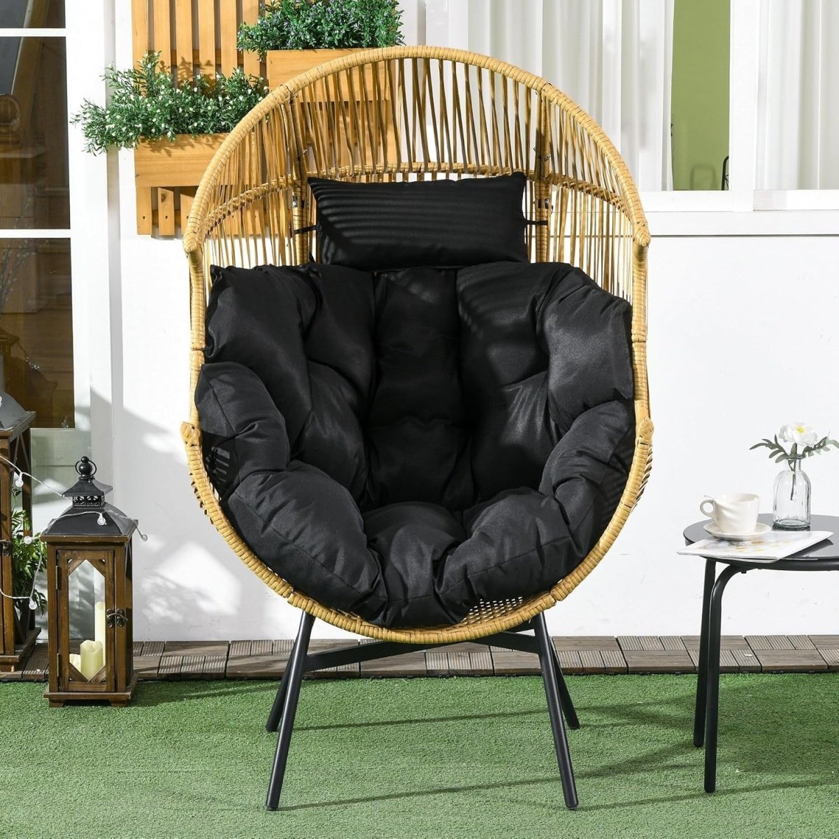Luxury Freestanding Egg Chair with Thick Cushion Indoor Outdoor Relax Pod - Kwikley