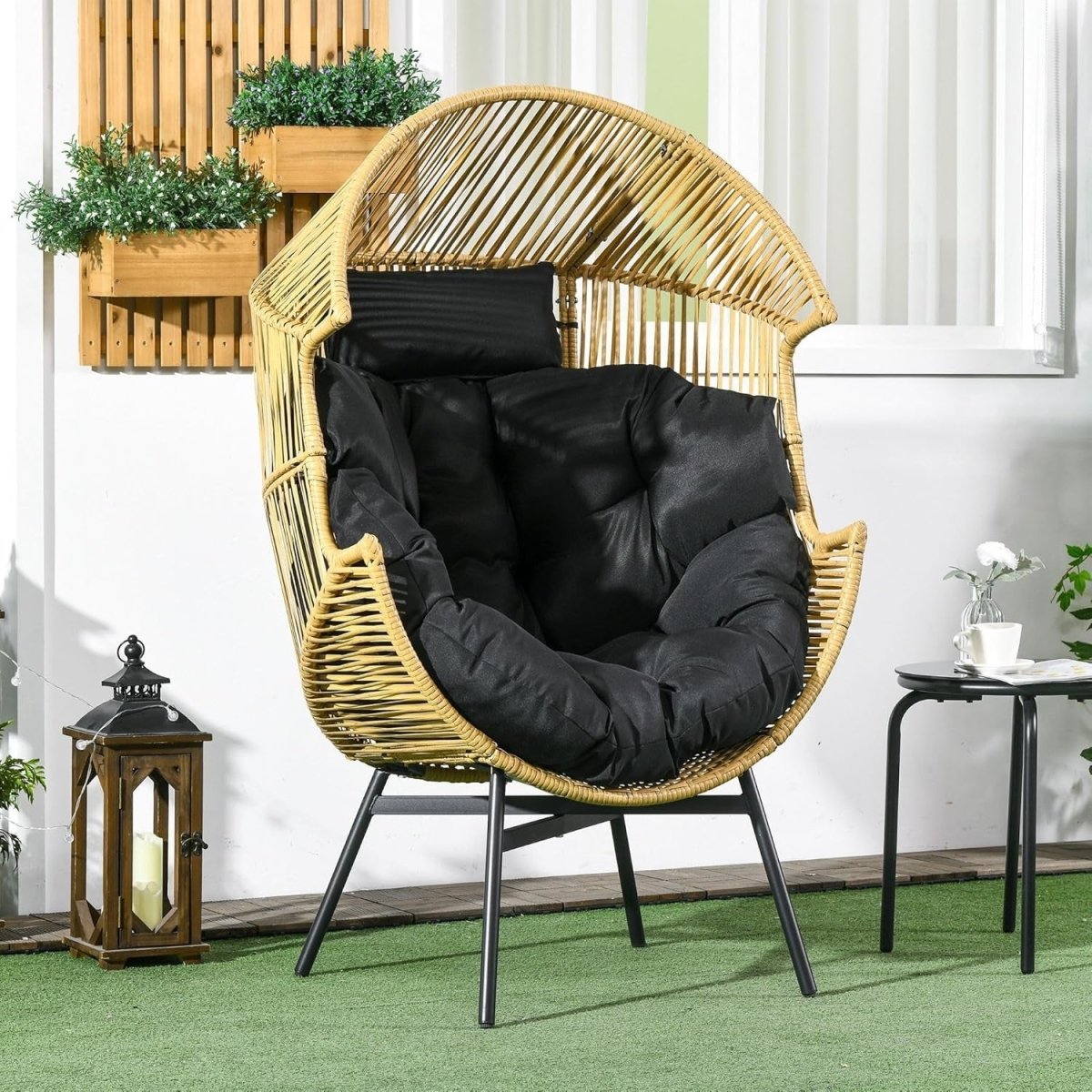 Luxury Freestanding Egg Chair with Thick Cushion Indoor Outdoor Relax Pod - Kwikley