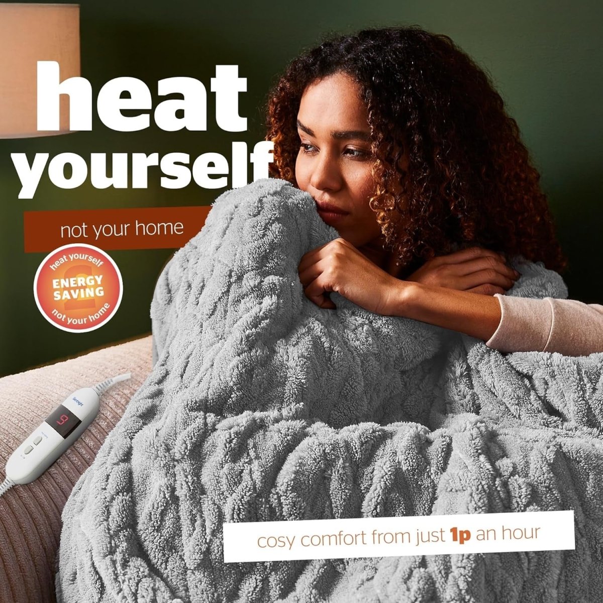 Luxury Heated Throw Blanket Super Cosy Knit Fleece 9 Heat Settings 120x160cm - Kwikley