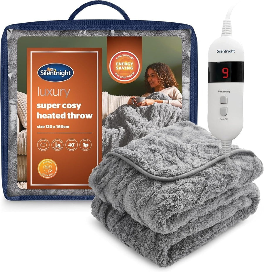 Luxury Heated Throw Blanket Super Cosy Knit Fleece 9 Heat Settings 120x160cm - Kwikley