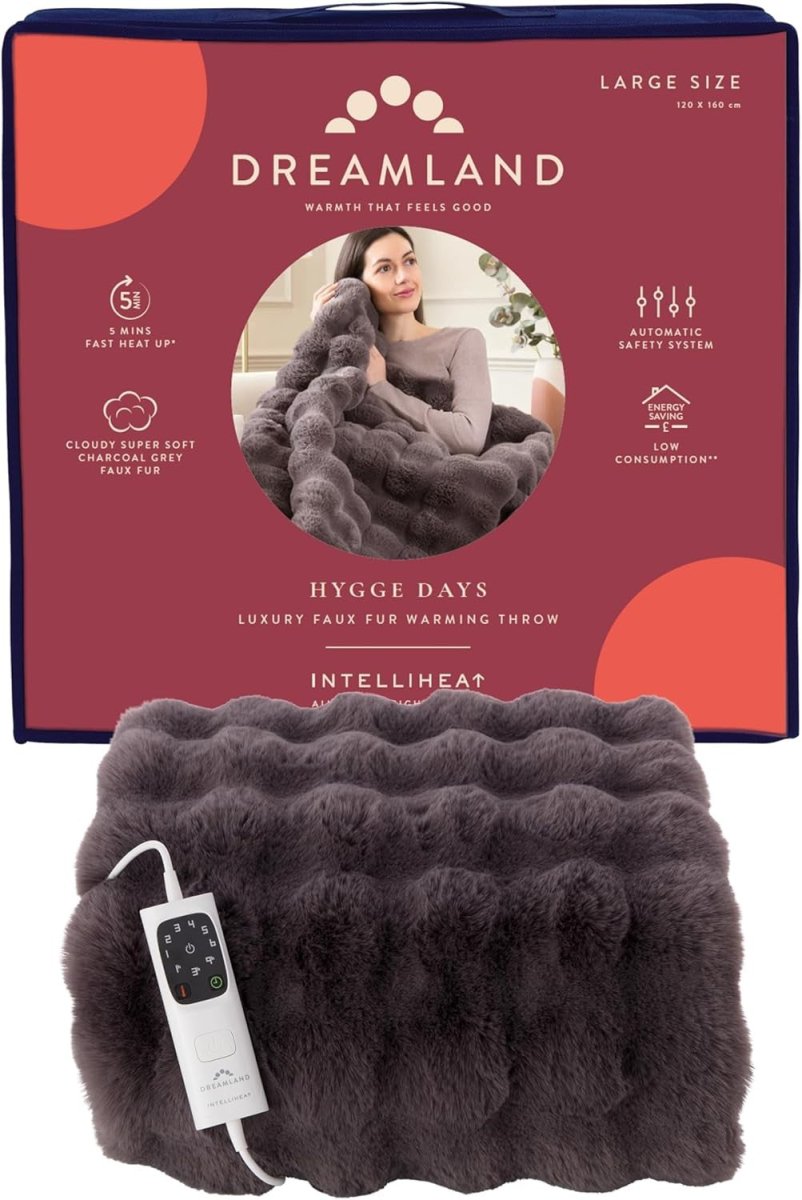 Luxury Heated Throw Faux Fur Electric Blanket Fast Heat 160x120cm - Kwikley