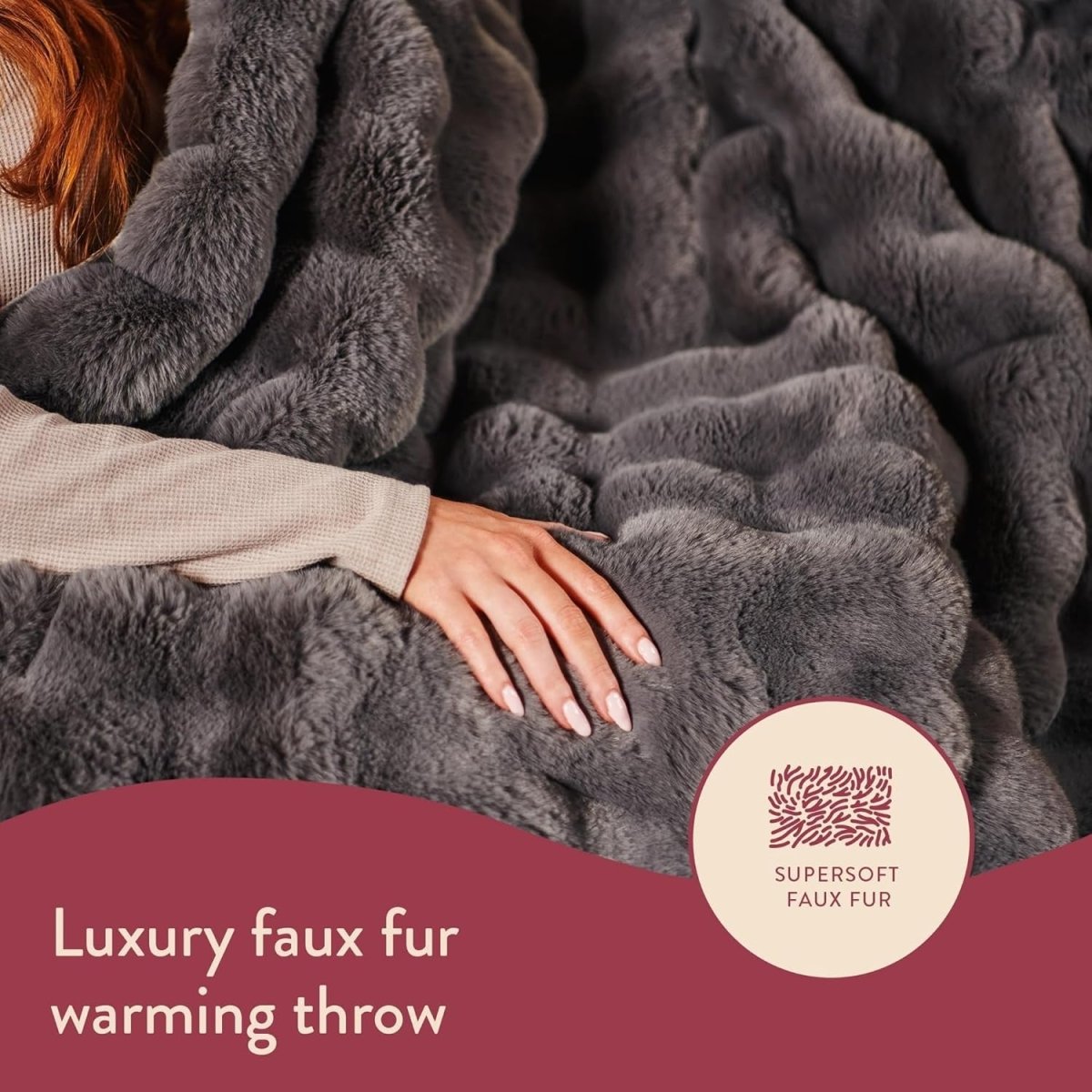 Luxury Heated Throw Faux Fur Electric Blanket Fast Heat 160x120cm - Kwikley