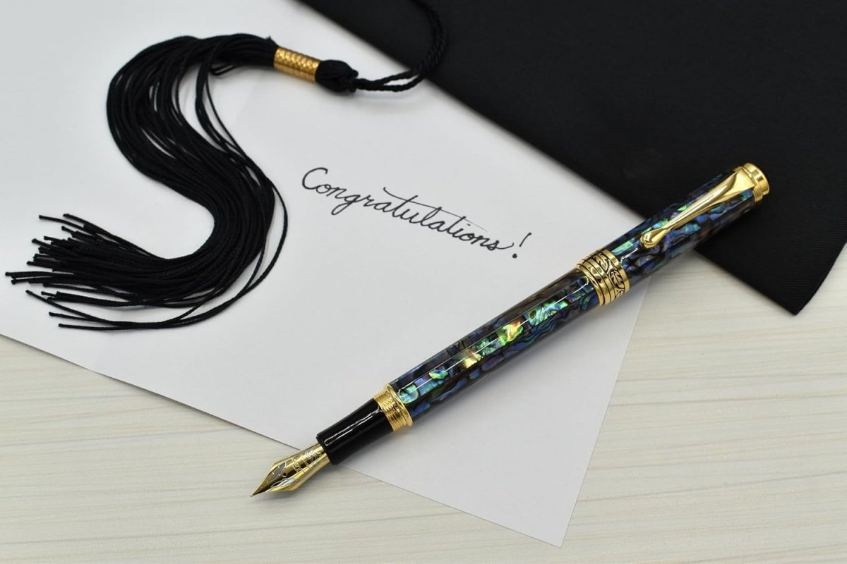 Luxury Natural Abalone Sea Shell Fountain Pen Extra - Fine Nib 145mm - Kwikley