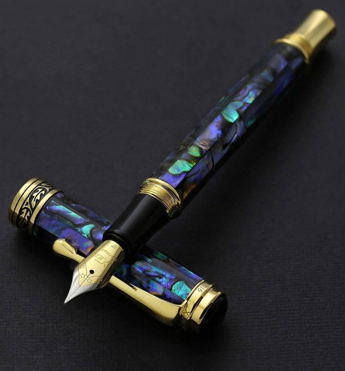 Luxury Natural Abalone Sea Shell Fountain Pen Fine Nib Refillable 145mm - Kwikley