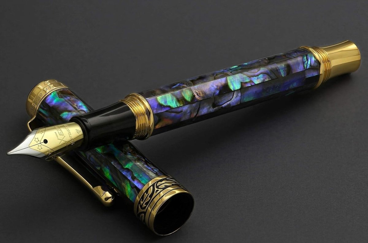 Luxury Natural Abalone Sea Shell Fountain Pen Fine Nib Refillable 145mm - Kwikley