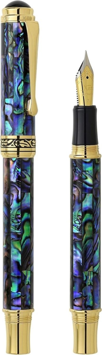 Luxury Natural Abalone Sea Shell Fountain Pen Fine Nib Refillable 145mm - Kwikley