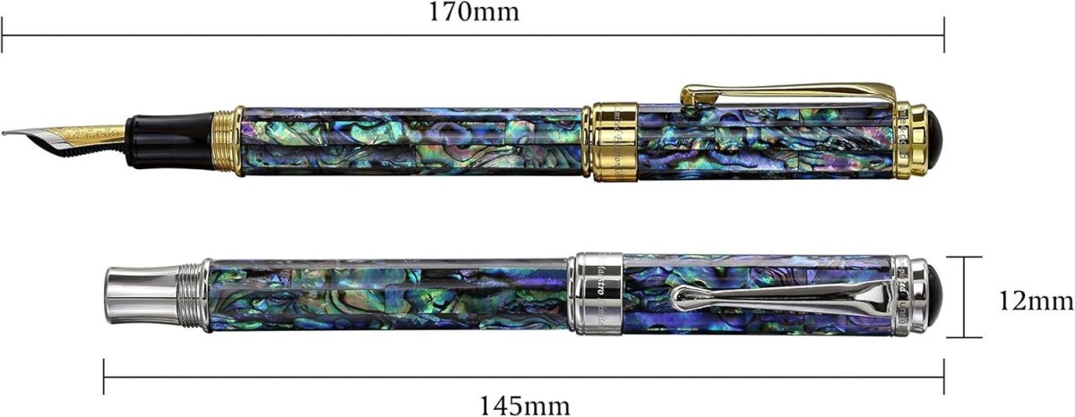 Luxury Natural Abalone Sea Shell Fountain Pen Fine Nib Refillable - Kwikley