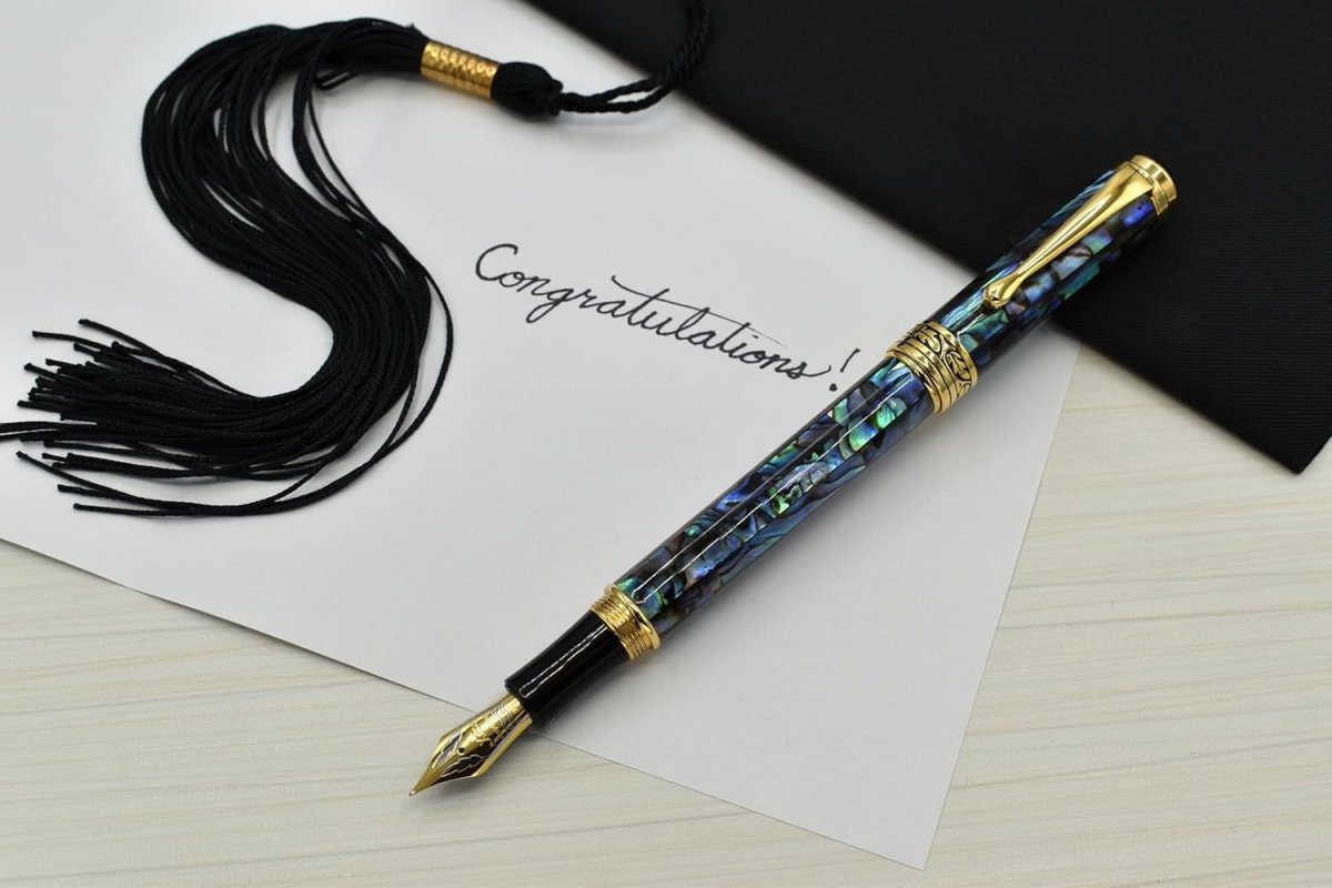 Luxury Natural Abalone Sea Shell Fountain Pen Medium - Fine Nib 145mm - Kwikley