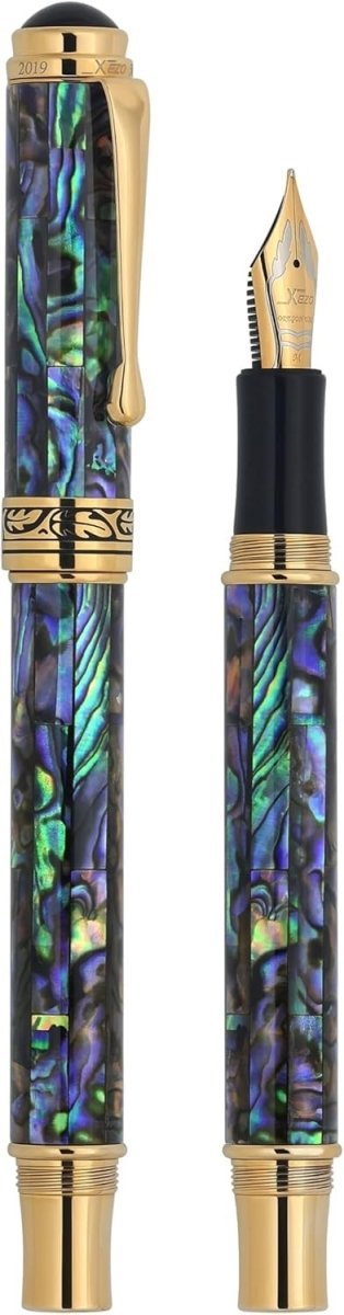 Luxury Natural Abalone Sea Shell Fountain Pen Medium - Fine Nib 145mm - Kwikley