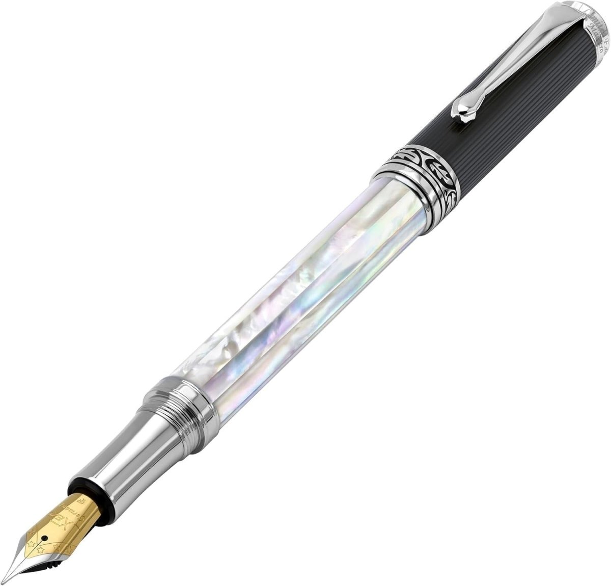 Luxury Oceanic White Mother of Pearl Fountain Pen Fine Nib PVD 148mm - Kwikley