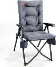 Luxury Padded Folding Camping Chair 150kg Load Recliner W/ Cup Holder - Kwikley