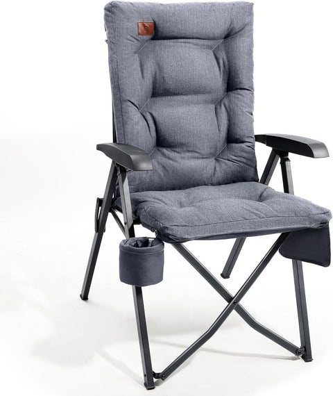 Luxury Padded Folding Camping Chair 150kg Load Recliner W/ Cup Holder