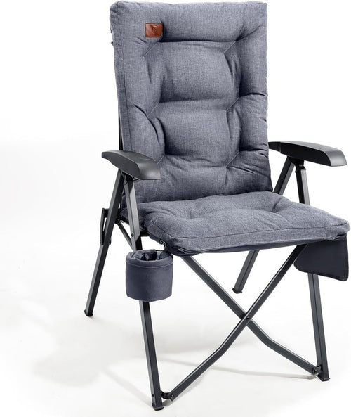 Luxury Padded Folding Camping Chair 150kg Load Recliner W/ Cup Holder - Kwikley