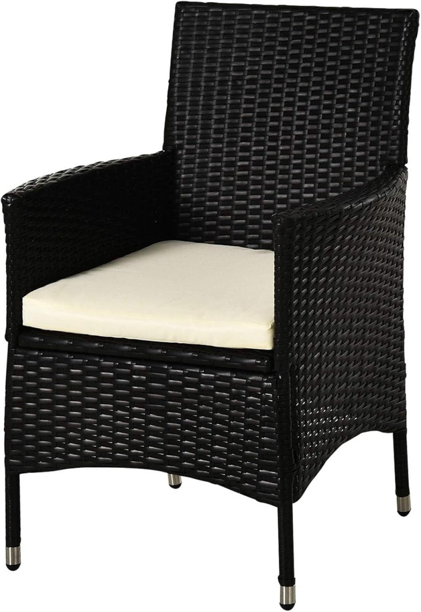 Luxury PE Rattan Outdoor Armchairs Pair Cushioned High Back Garden Seating - Kwikley