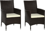 Luxury PE Rattan Outdoor Armchairs Pair Cushioned High Back Garden Seating - Kwikley