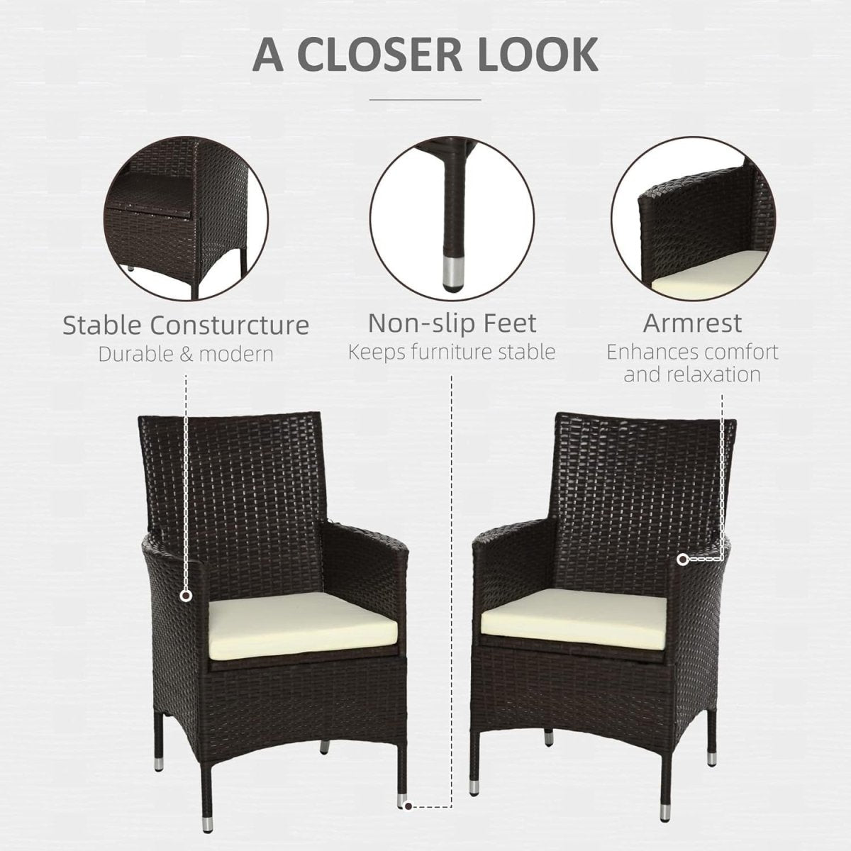 Luxury PE Rattan Outdoor Armchairs Pair Cushioned High Back Garden Seating - Kwikley