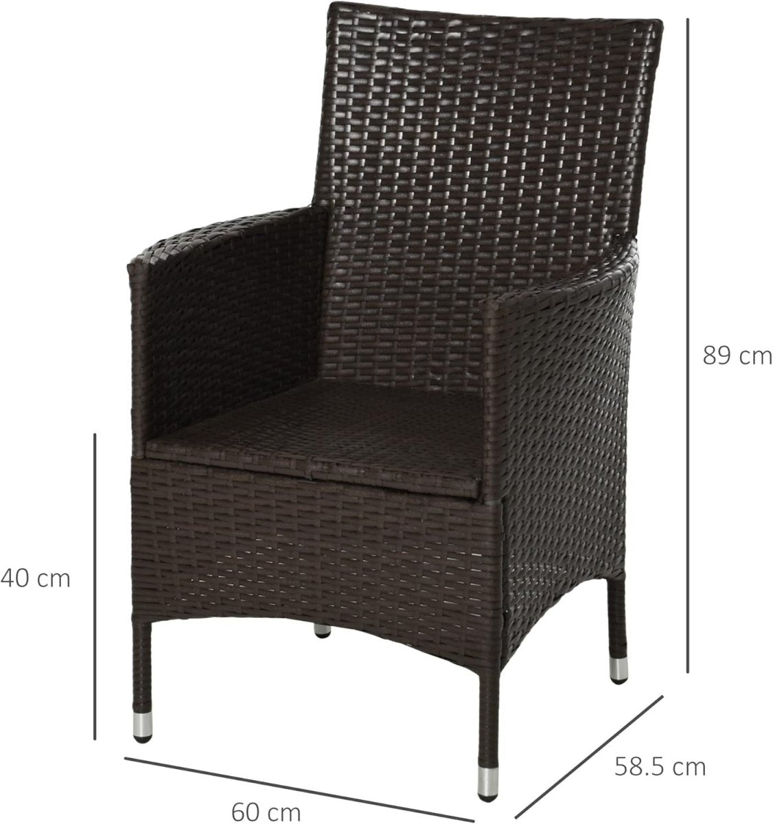 Luxury PE Rattan Outdoor Armchairs Pair Cushioned High Back Garden Seating - Kwikley