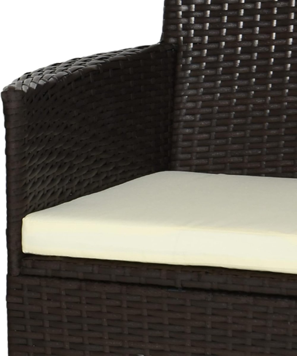 Luxury PE Rattan Outdoor Armchairs Pair Cushioned High Back Garden Seating - Kwikley