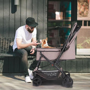 Luxury Pet Stroller Foldable Dog Cat Pram 33lb Capacity Travel Pushchair - Kwikley
