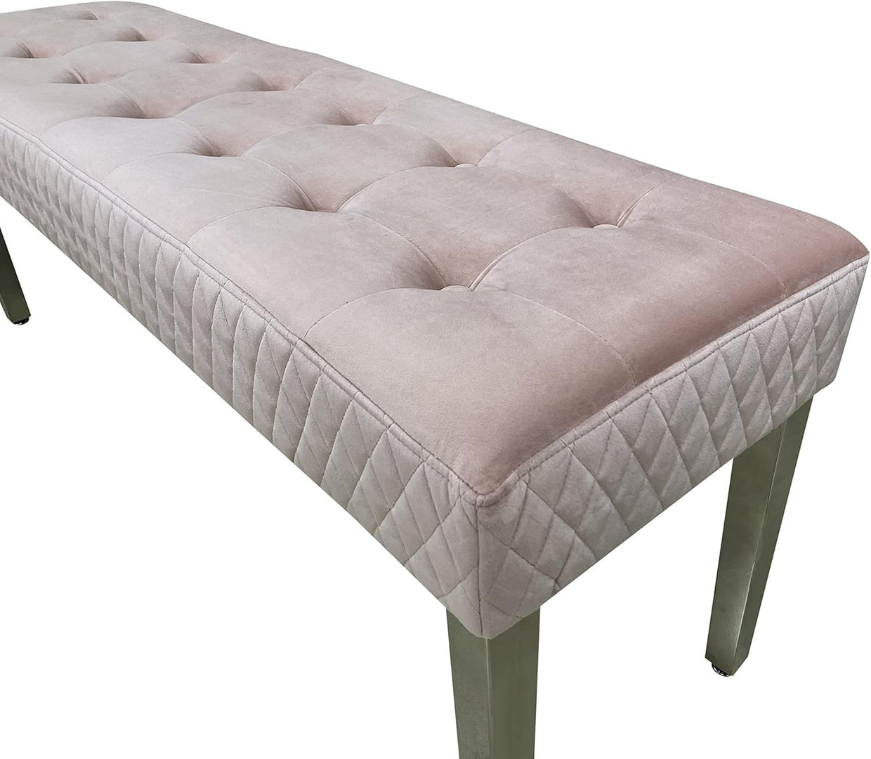 Luxury Pink Velvet 3 - Seater Bench Modern Upholstered Dining & Entryway Seat - Kwikley