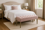 Luxury Pink Velvet 3 - Seater Bench Modern Upholstered Dining & Entryway Seat - Kwikley