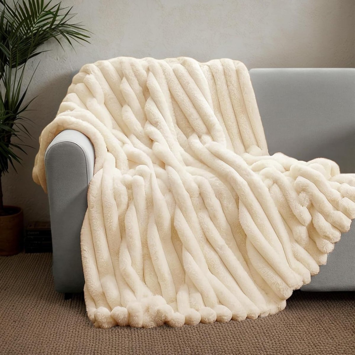 Luxury Plush Fleece Throw Blanket Soft Warm Reversible Sofa Bed 100x160cm - Kwikley