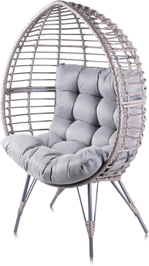 Luxury Rattan Egg Chair Indoor Outdoor Deep Seat Weather-Resistant Cushion