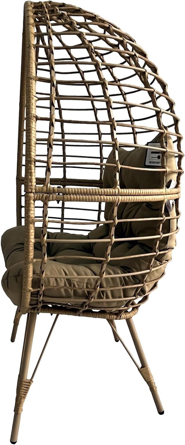 Luxury Rattan Egg Chair with Stand – Teardrop Swing Seat, Cushions - Kwikley