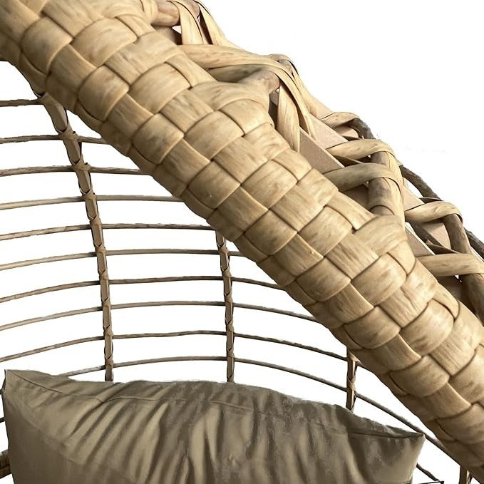Luxury Rattan Egg Chair with Stand – Teardrop Swing Seat, Cushions - Kwikley