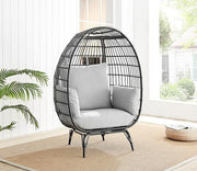 Luxury Rattan Egg Chair with Thick Cushions – Outdoor Garden Seat Black - Kwikley