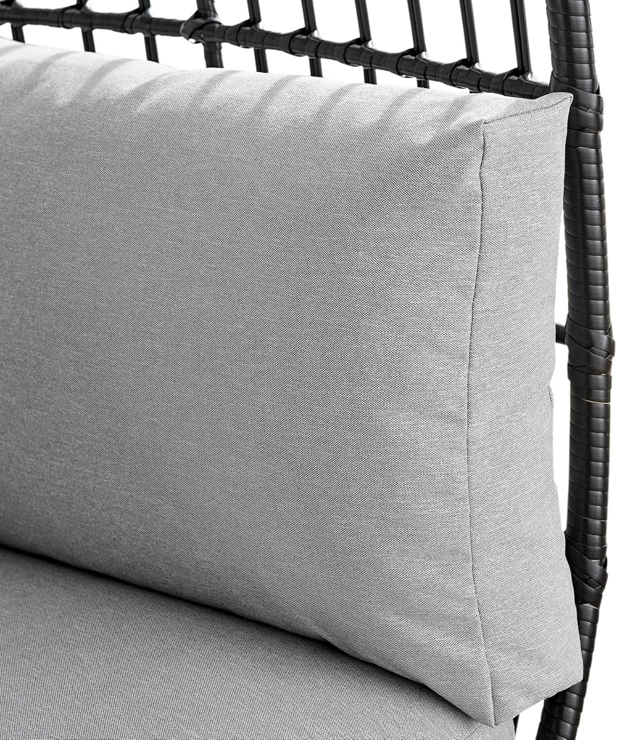 Luxury Rattan Egg Chair with Thick Cushions – Outdoor Garden Seat Black - Kwikley