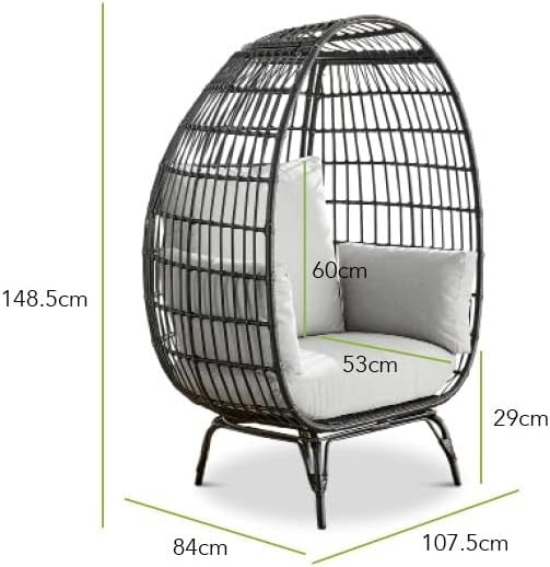 Luxury Rattan Egg Chair with Thick Cushions – Outdoor Garden Seat Black - Kwikley