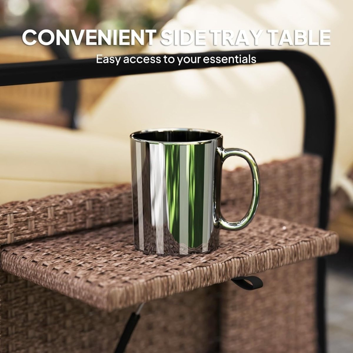 Luxury Rattan Garden Recliner with Footrest, Adjustable Back & Side Table - Kwikley