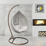 Luxury Rattan Hanging Egg Chair w/ Cushions & Cover – Indoor Outdoor Use - Kwikley