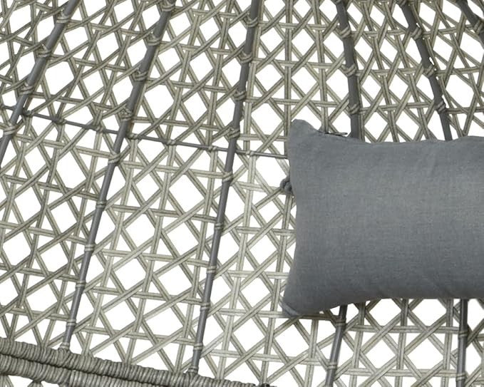 Luxury Rattan Hanging Egg Chair with Stand Indoor Outdoor Swing Seat Grey - Kwikley