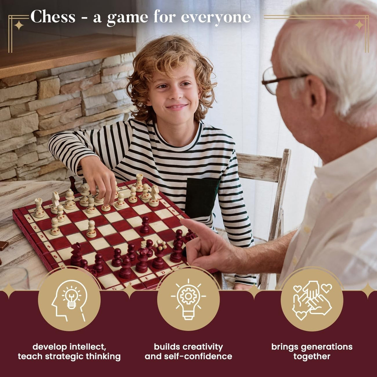 Luxury Red 35cm Wooden Chess Set | Handcrafted Travel Board | Premium Portable G - Kwikley