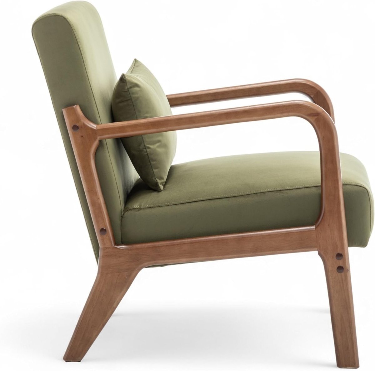 Luxury Sage Green Velvet Accent Chair w/ Lumbar Cushion – Small Armchair - Kwikley